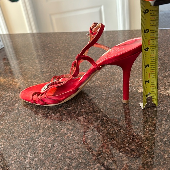 VALENTINO GARAVANI LADIES RED SILVER CRYSTAL HEEL SANDAL-9.5-WEDDING-PARTY-PROM - Picture 12 of 14